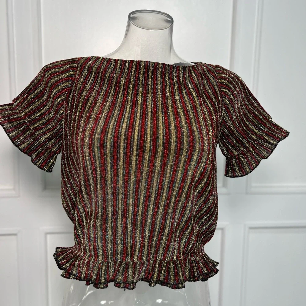 Sparkly Ruffle Crop Top - Picture 3 of 3